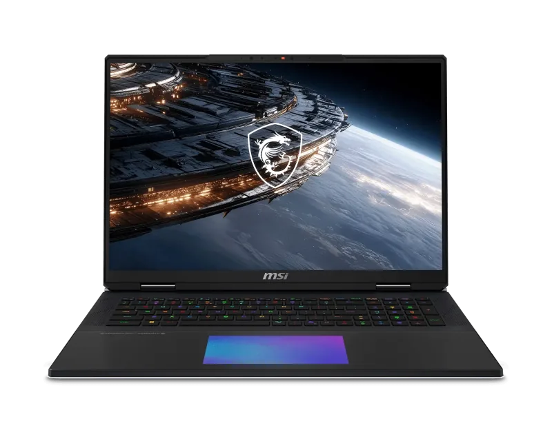 MSI Titan 18 HX A2W gaming laptop shown open from the front